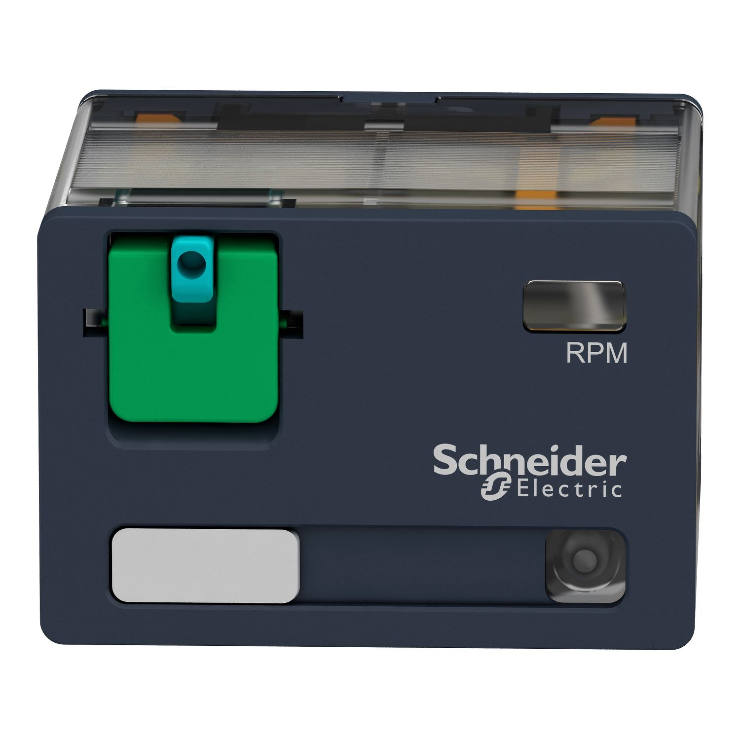 Picture of plug-in relay, Harmony electromechanical relays, 15A, 4CO, with LED, lockable test button, 24V DC