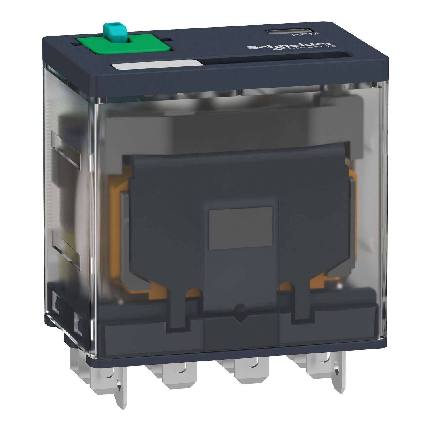 Picture of plug-in relay, Harmony electromechanical relays, 15A, 4CO, with LED, lockable test button, 110V DC