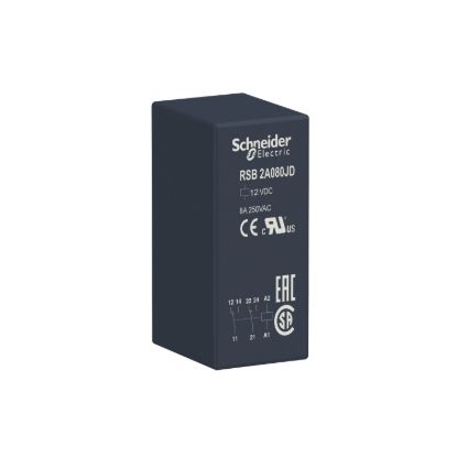 Picture of interface plug-in relay, Harmony electromechanical relays, 8A, 2CO, 12V DC
