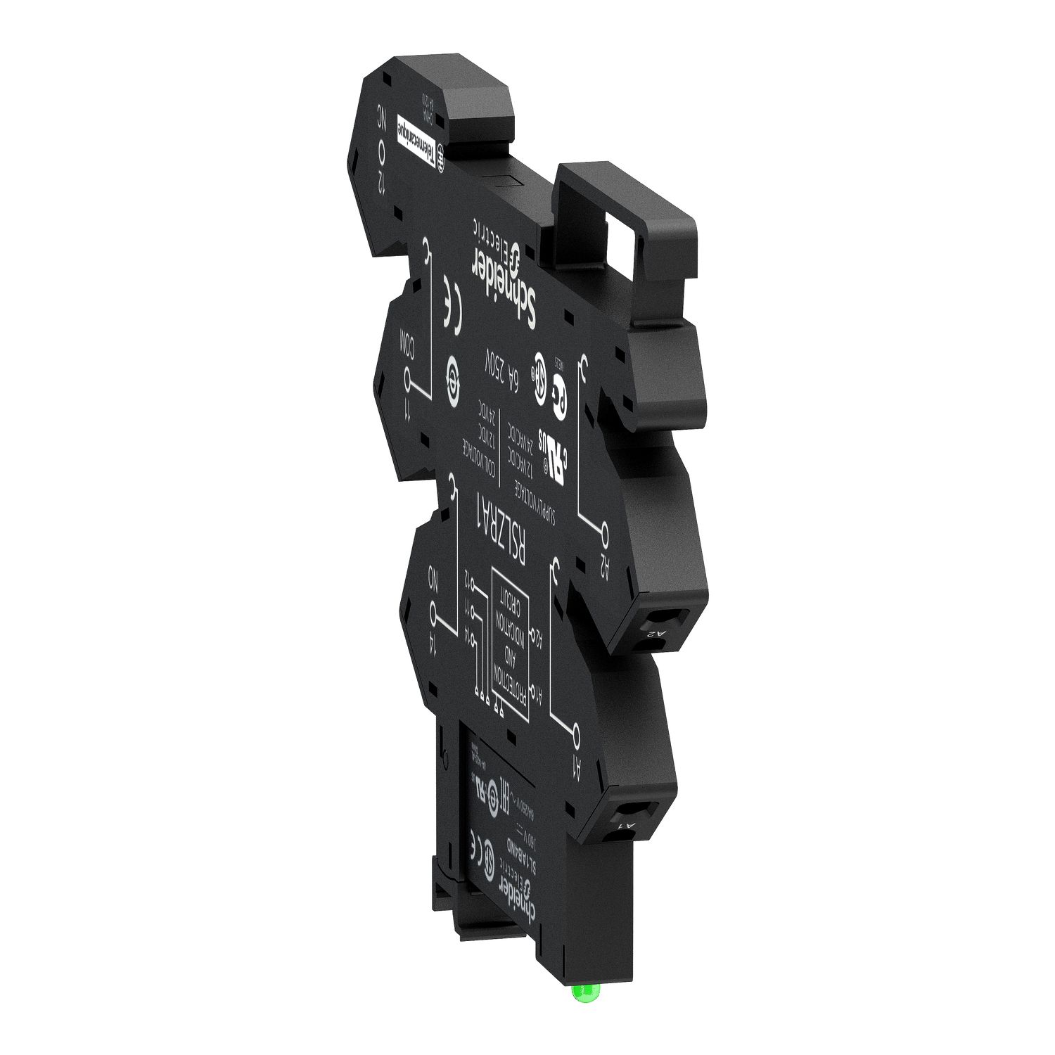 Picture of Slim interface relay pre assembled, Harmony Electromechanical Relays, 6A, 1CO, with LED, spring terminals, 230V AC DC