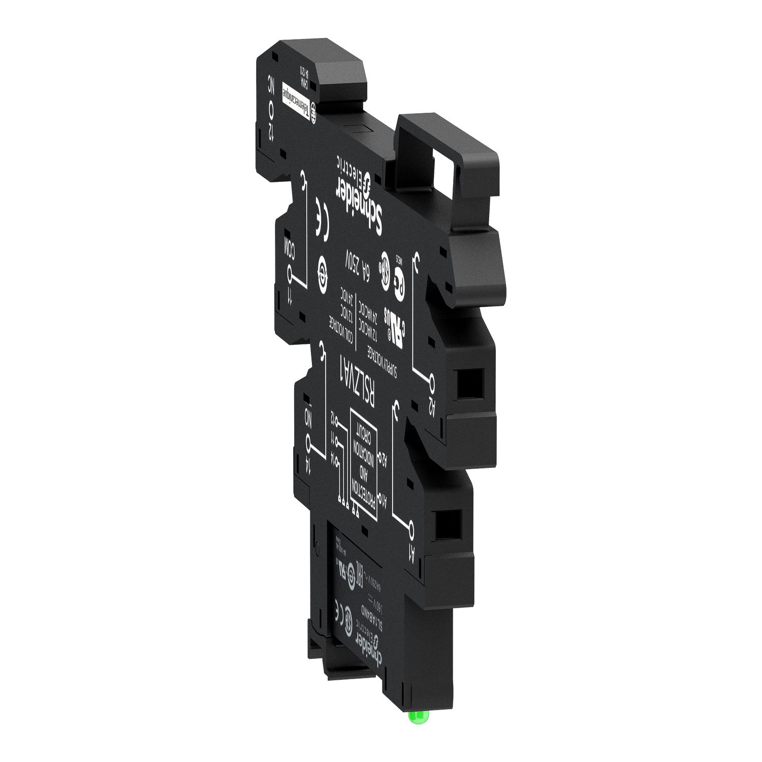 Picture of Slim interface relay pre assembled, Harmony Electromechanical Relays, 6A, 1CO, with LED, screw connectors, 230V AC DC