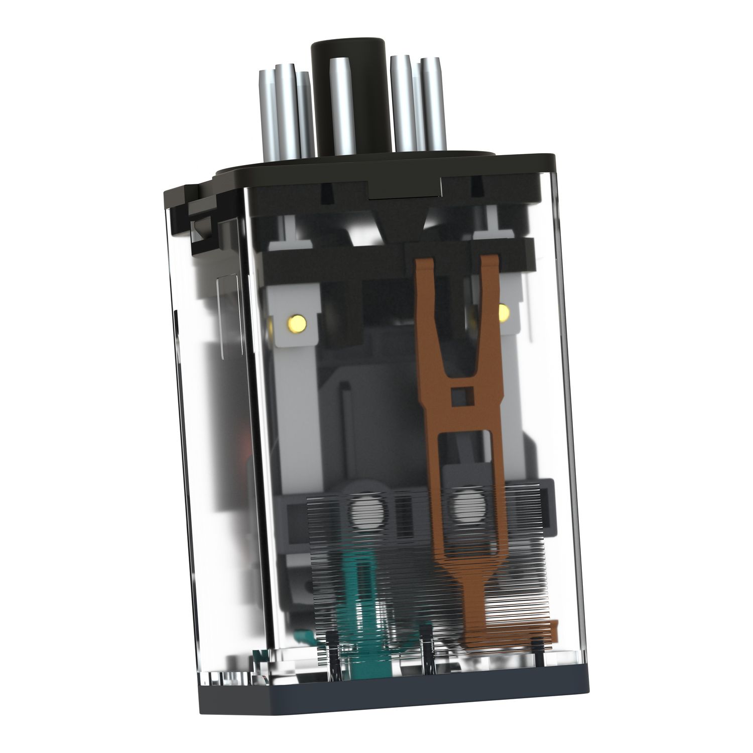 Picture of Universal plug in relay, Harmony Electromechanical Relays, 10A, 2CO, with LED, lockable test button, 24V DC