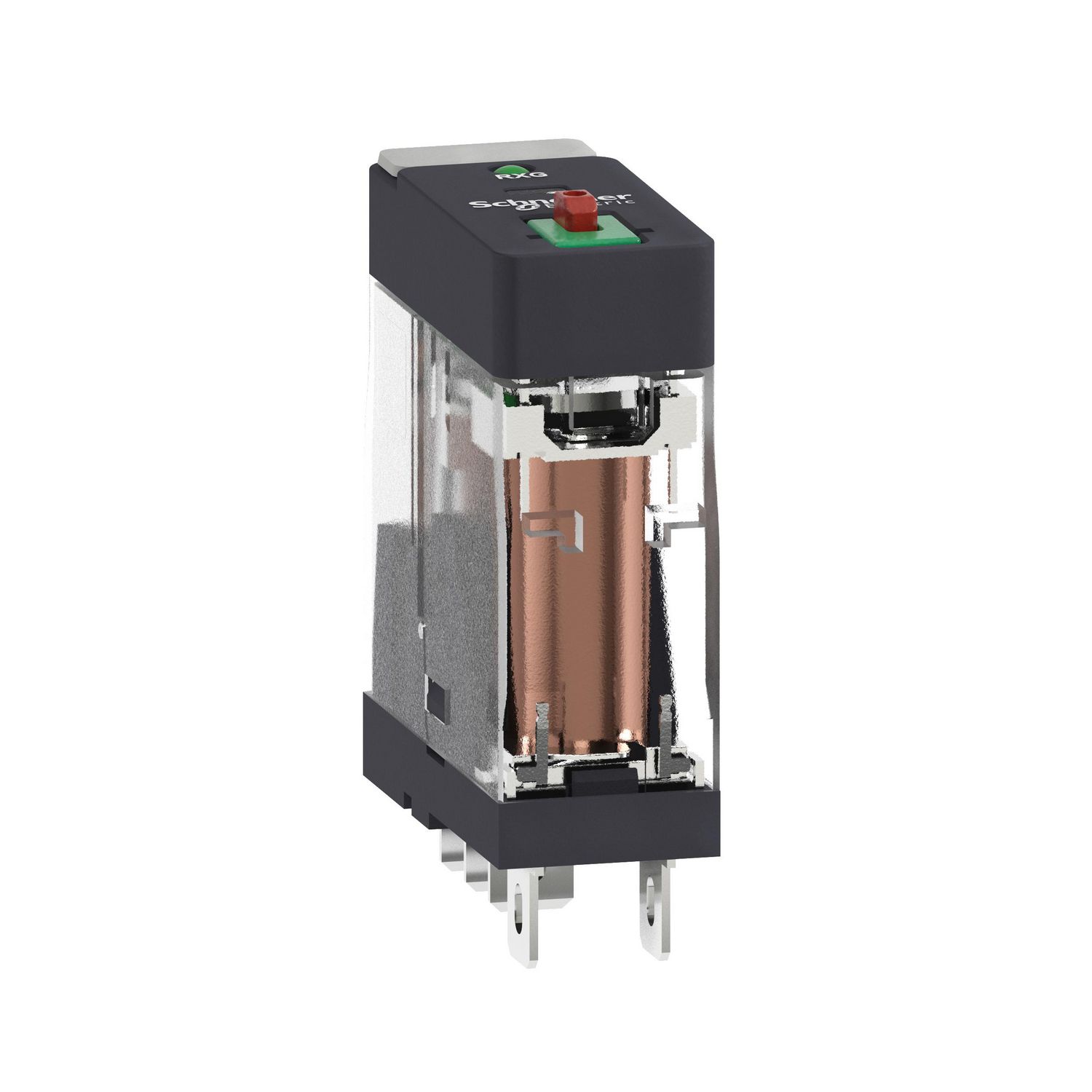 Picture of Interface plug in relay, Harmony Electromechanical Relays, 10A, 1CO, with LED, lockable test button, 24V AC