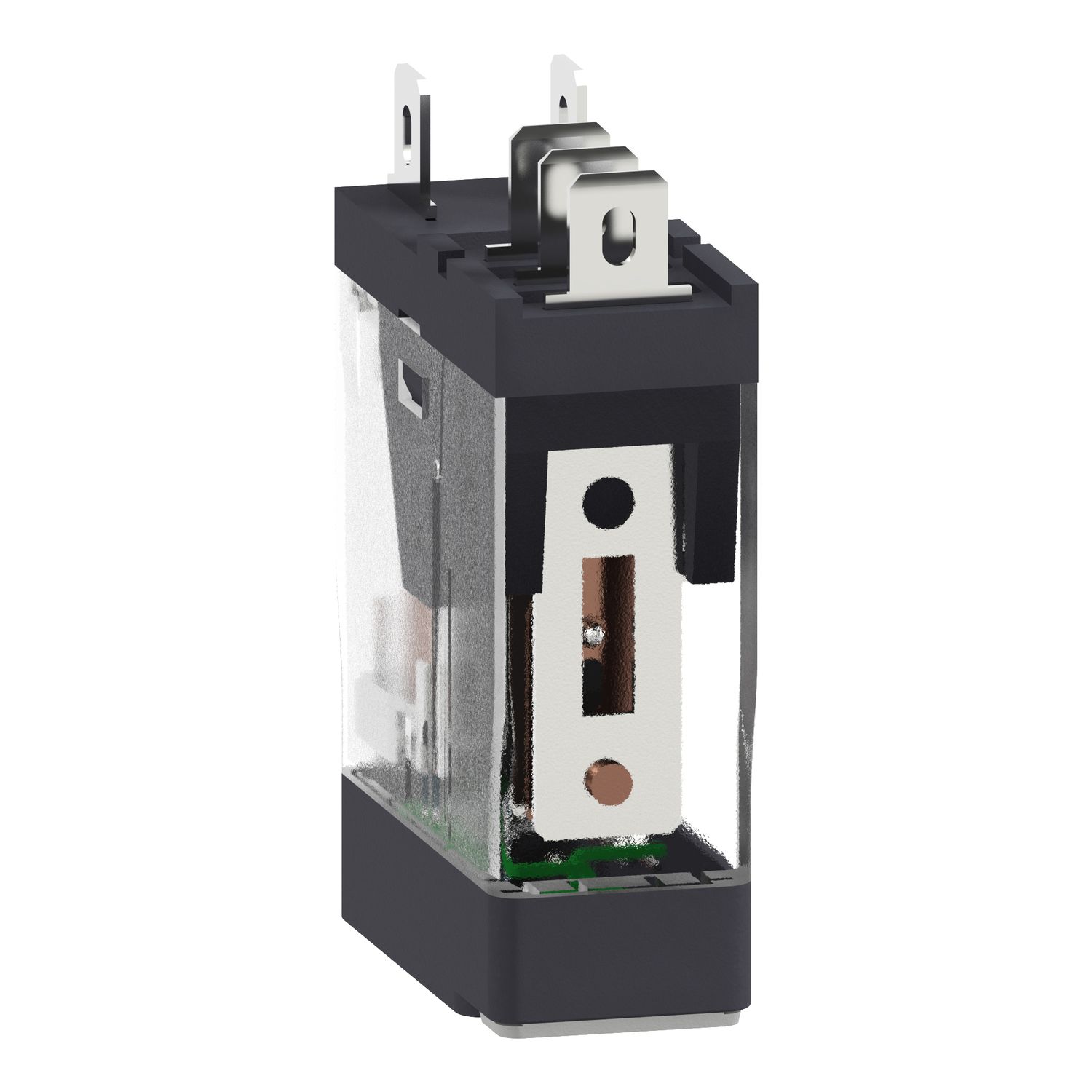 Picture of Interface plug in relay, Harmony Electromechanical Relays, 10A, 1CO, with LED, lockable test button, 24V DC