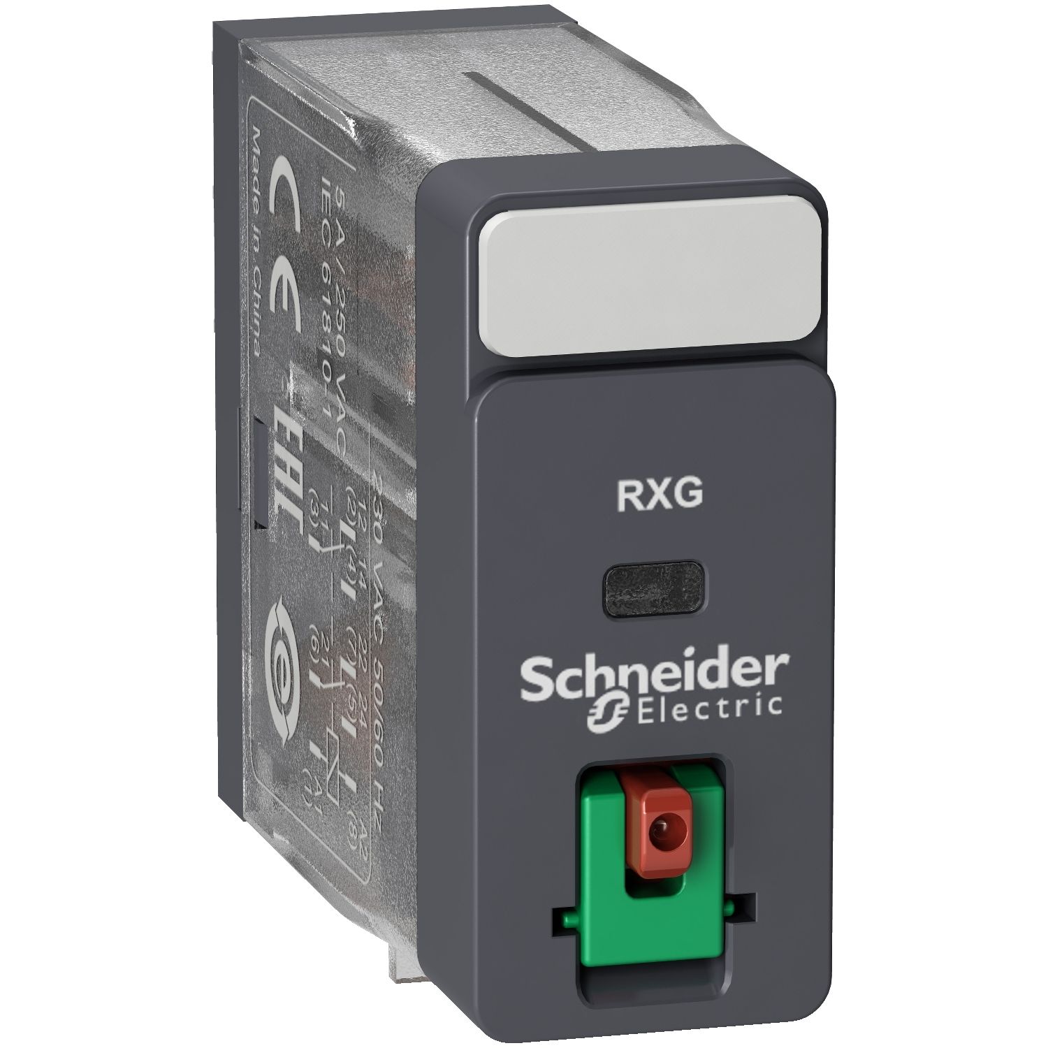 Picture of interface plug in relay, Harmony Electromechanical Relays, 5A, 2CO, lockable test but to n, 230V AC