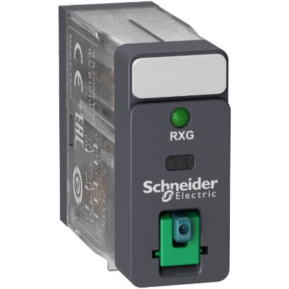 Picture of Interface plug in relay, Harmony Electromechanical Relays, 5A, 2CO, with LED, lockable test button, 24V DC