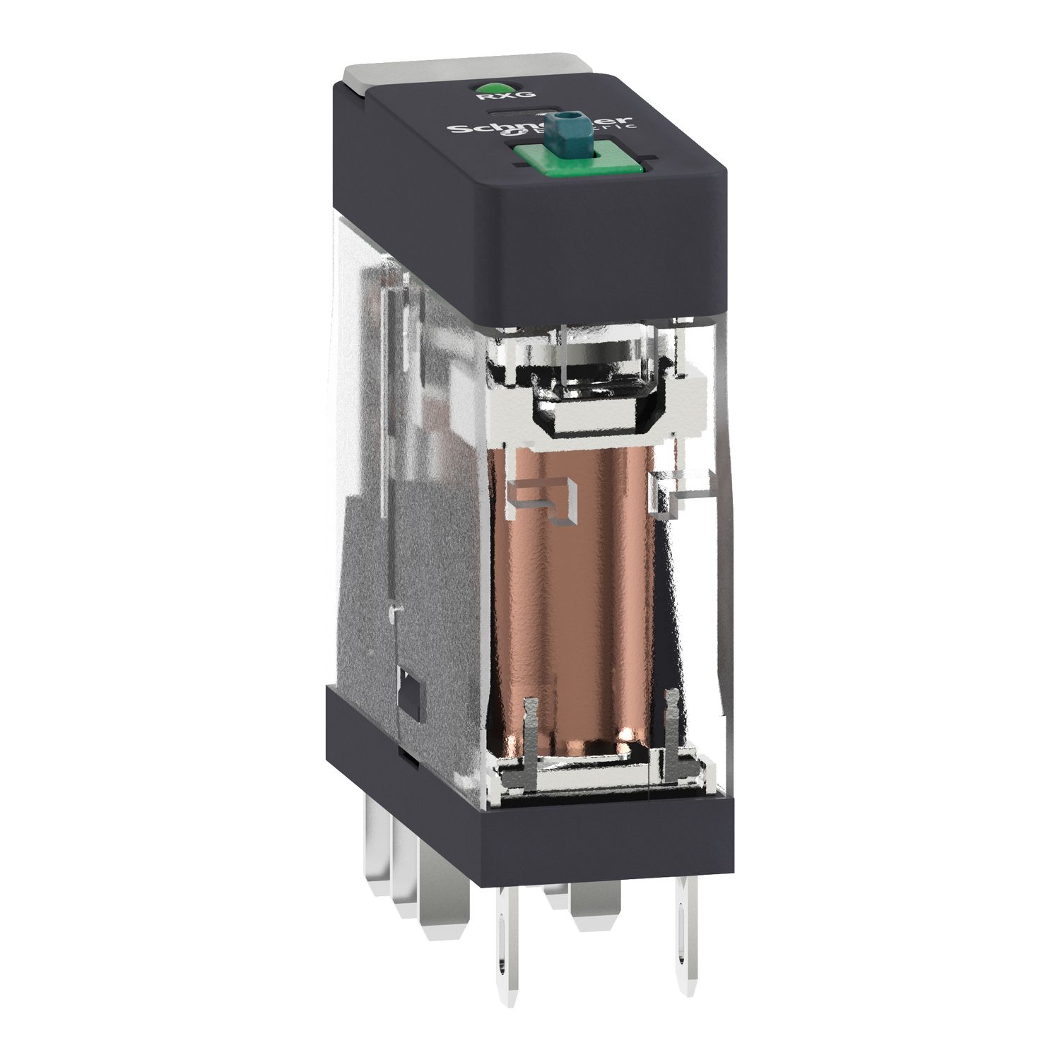 Picture of Interface plug in relay, Harmony Electromechanical Relays, 5A, 2CO, with LED, lockable test button, 12V DC