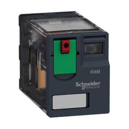Picture of miniature plug in relay, Harmony Electromechanical Relays, 12A, 2CO, lockable test but to n, 48V AC