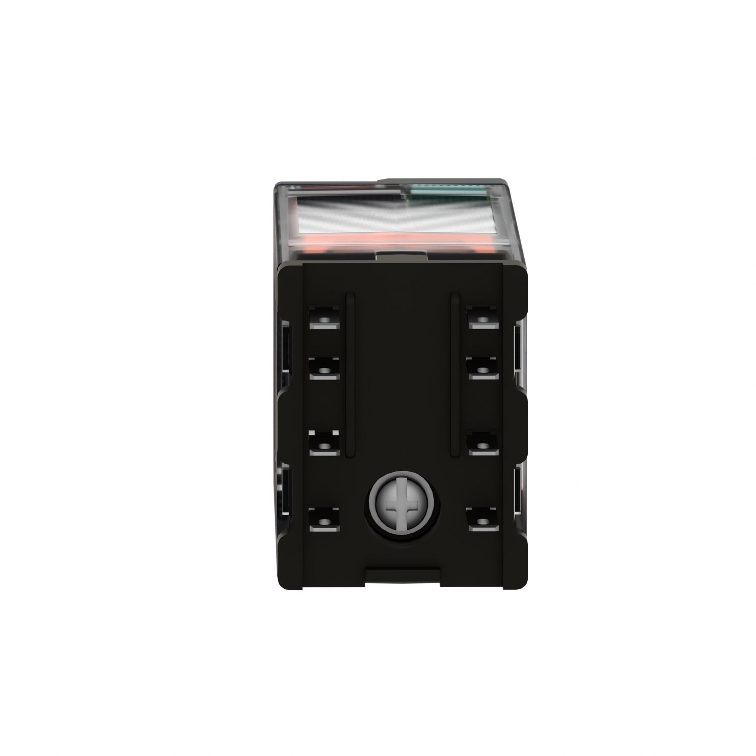 Picture of miniature plug in relay, Harmony Electromechanical Relays, 12A, 2CO, lockable test but to n, 110V DC