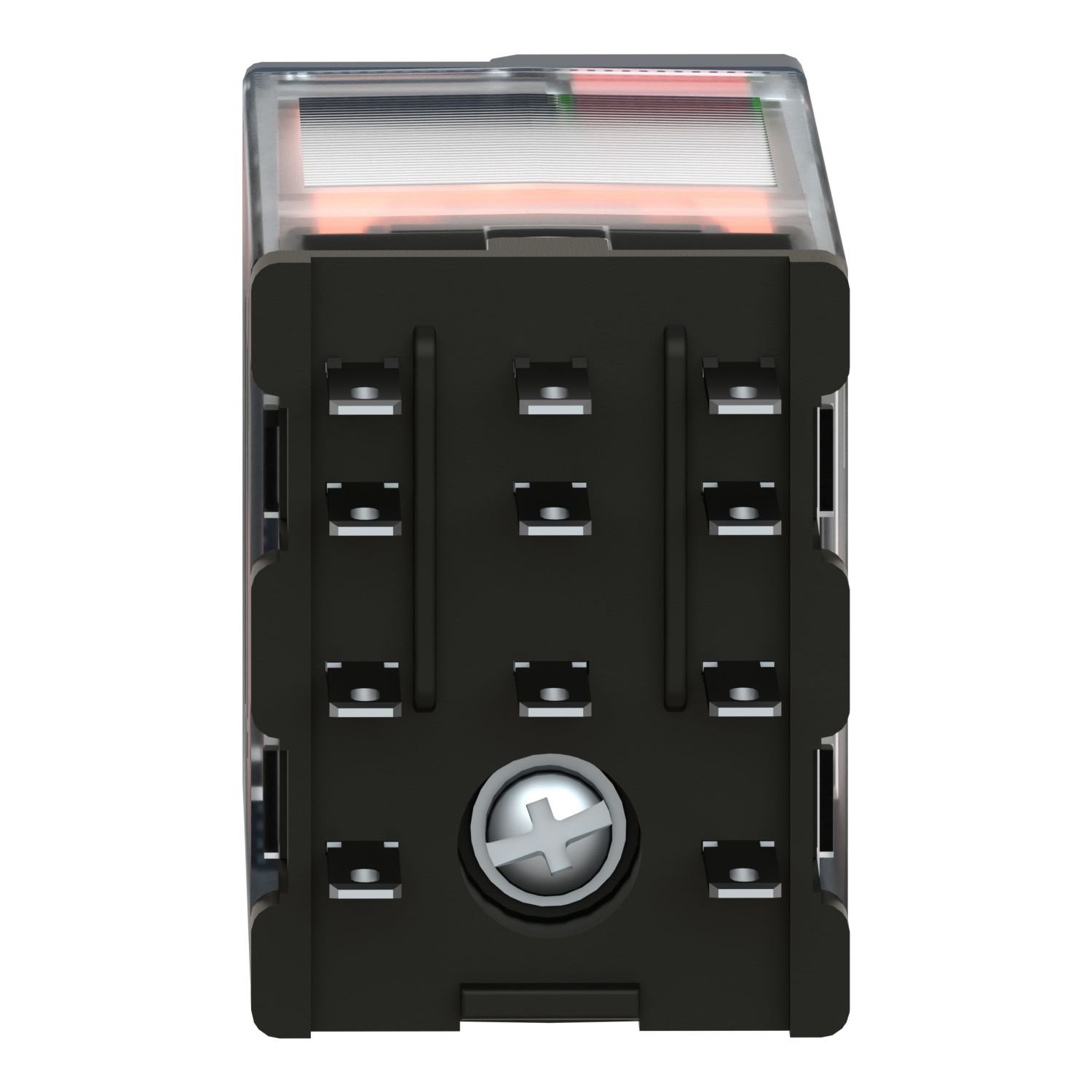 Picture of miniature plug in relay, Harmony Electromechanical Relays, 10A, 3CO, lockable test but to n, 120V AC