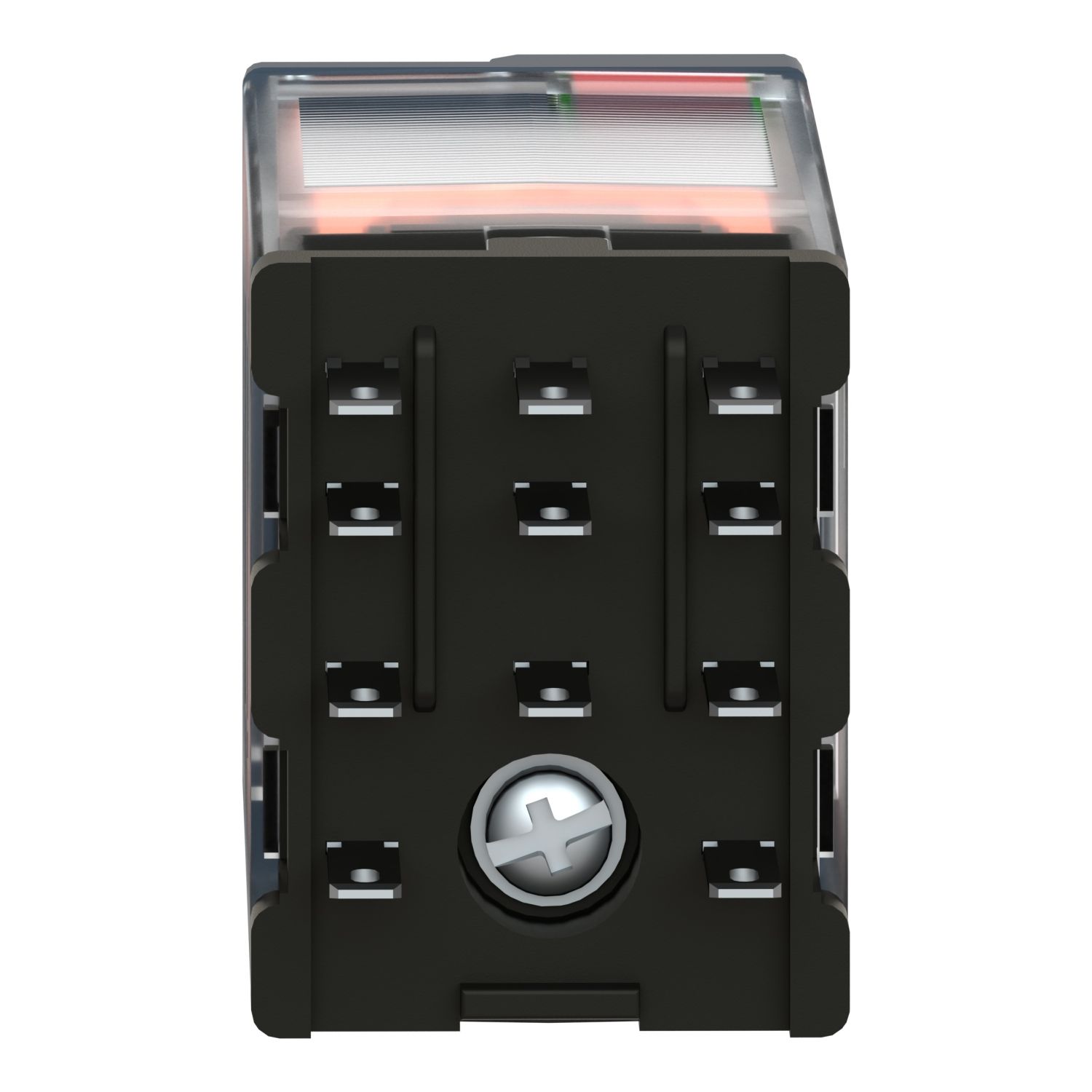 Picture of miniature plug in relay, Harmony Electromechanical Relays, 10A, 3CO, with LED, lockable test but to n, 24V AC