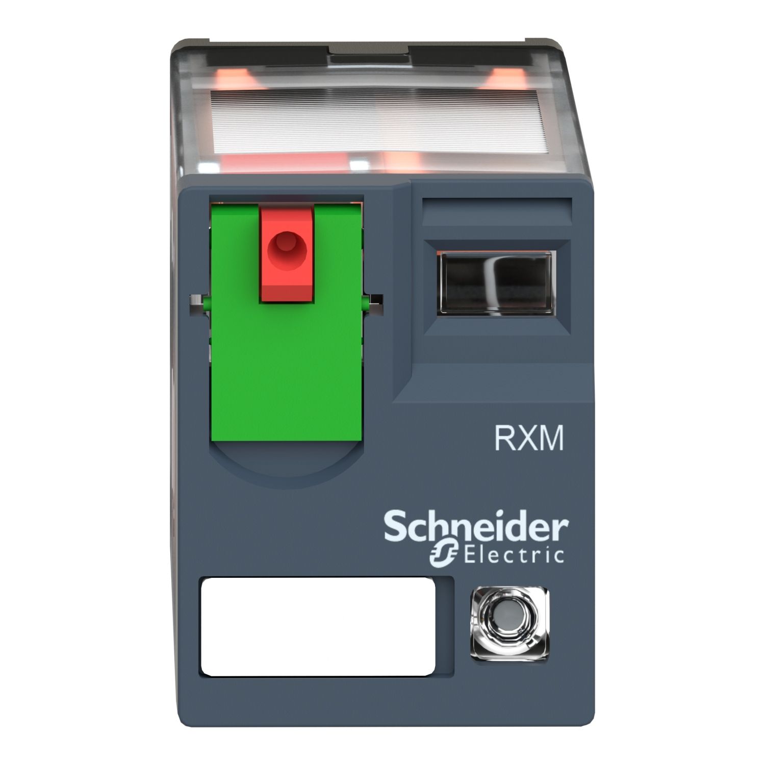 Picture of miniature plug in relay, Harmony Electromechanical Relays, 10A, 3CO, with LED, lockable test but to n, 24V AC