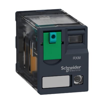 Picture of miniature plug in relay, Harmony Electromechanical Relays, 10A, 3CO, with LED, lockable test but to n, 24V DC
