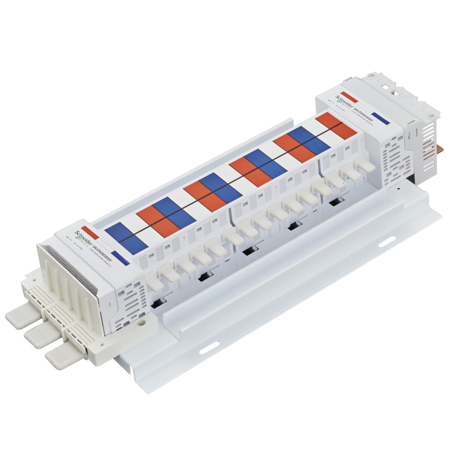 Picture of SAU Chassis, Acti9, 250A, 3Ph, 30 poles, 18mm for iC60 MCB and RCBO, dual feed