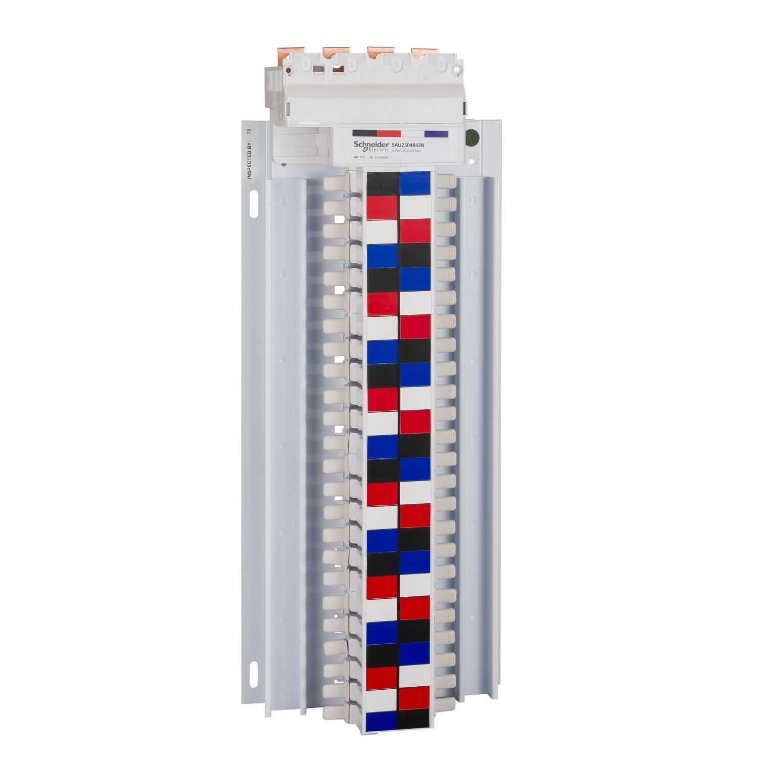 Picture of SAU Chassis, Acti9, 250A, 3Ph+N, 56 poles, 18mm for iC60 MCB and RCBO, top feed