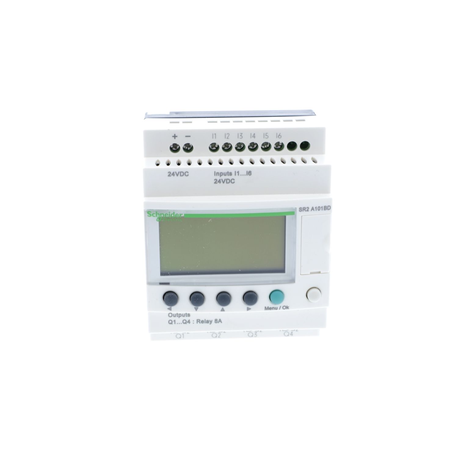 Picture of compact smart relay, Zelio Logic SR2 SR3, 10 IO, 24V DC, no clock, display