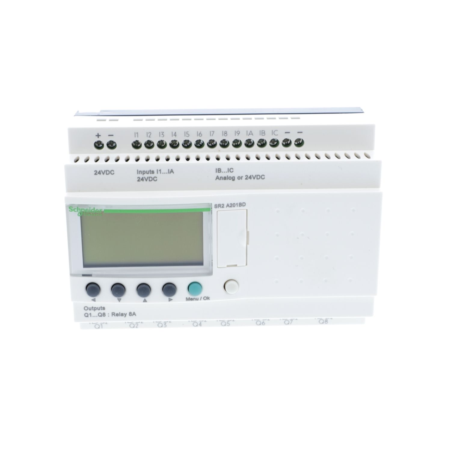 Picture of compact smart relay, Zelio Logic SR2 SR3, 20 IO, 24V DC, no clock, display
