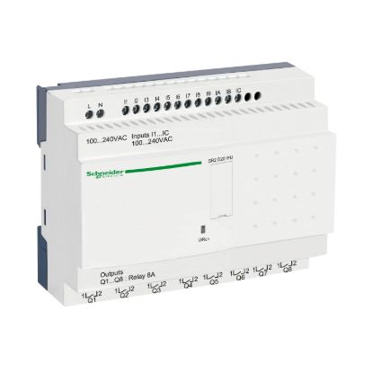 Picture of compact smart relay, Zelio Logic SR2 SR3, 20 IO, 100 to 240V AC, no clock, no display