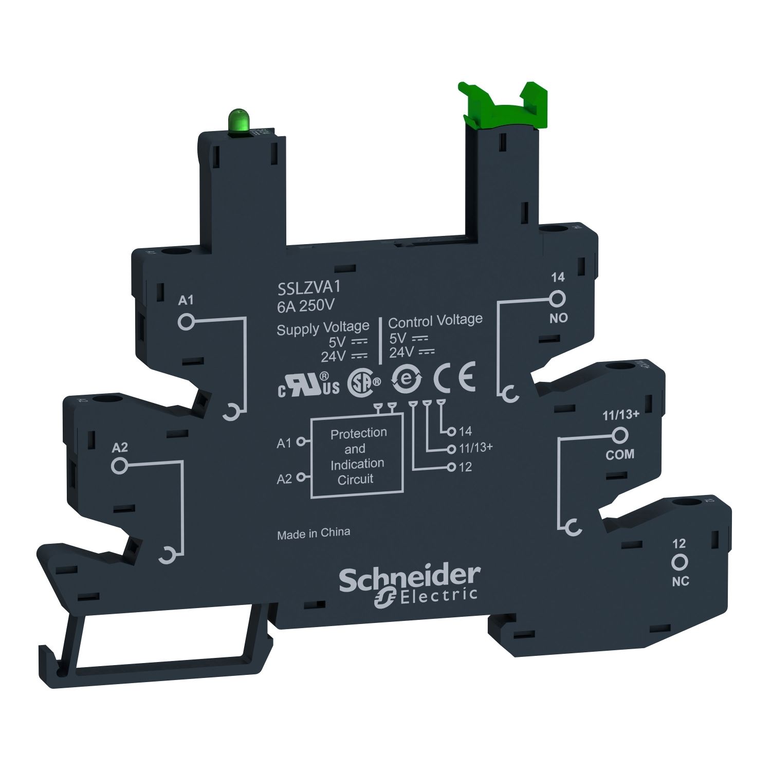 Picture of Socket equipped with LED and protection circuit, Harmony Solid State Relays, for SSL relays, screw connectors, 5 24V DC