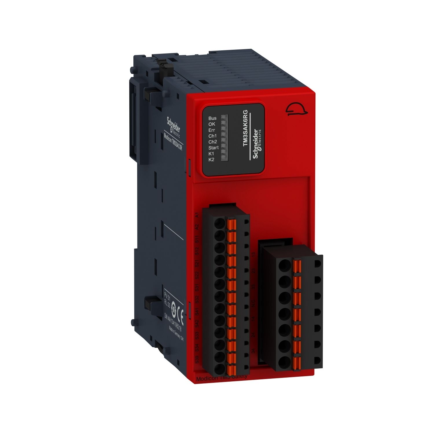 Picture of Safety module, Modicon TM3, 3 Function, Cat 4 PL e/SIL CL3 (spring) 24 VDC