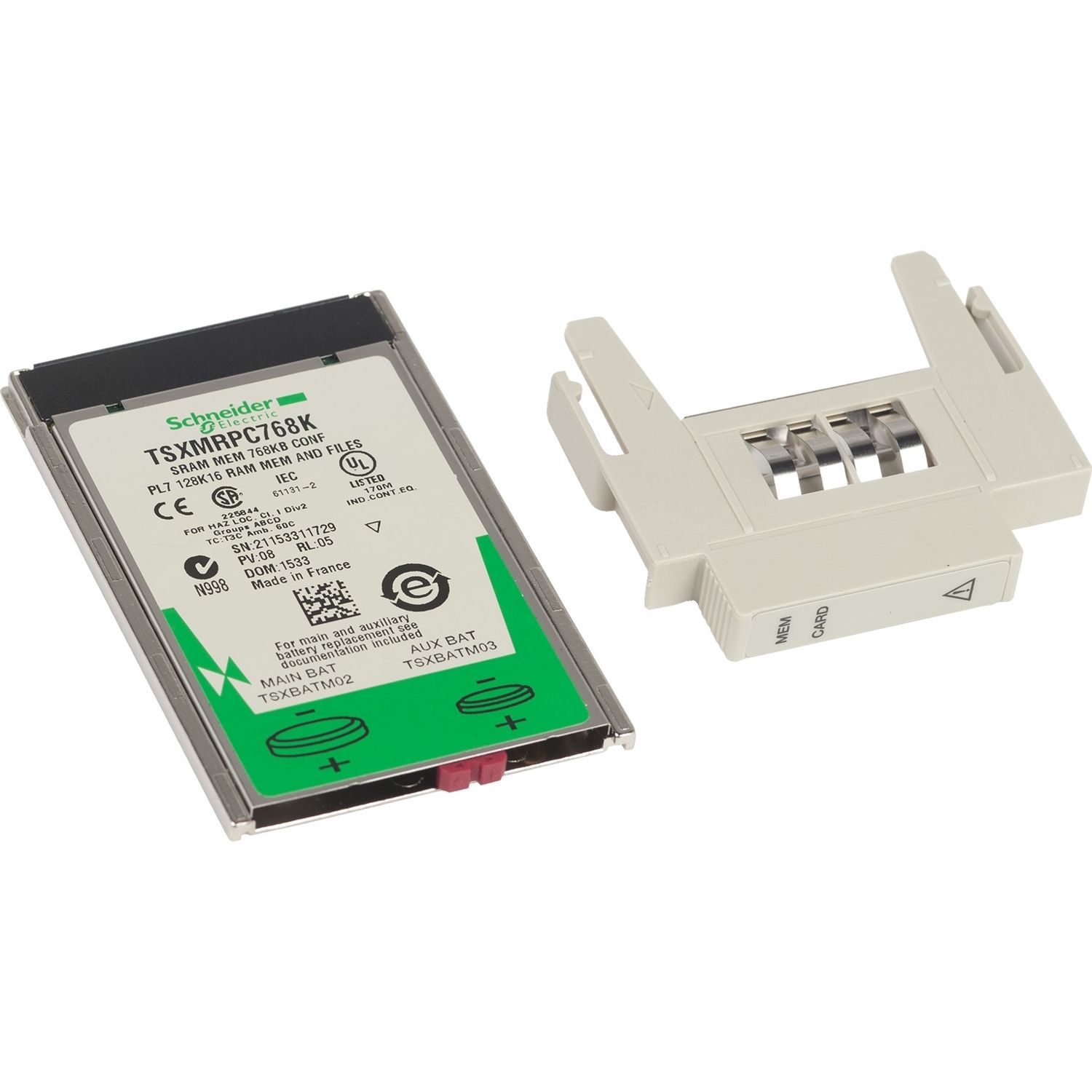 Picture of Configurable SRAM application memory extension, Modicon Premium, for processor, 192 to 768kB application
