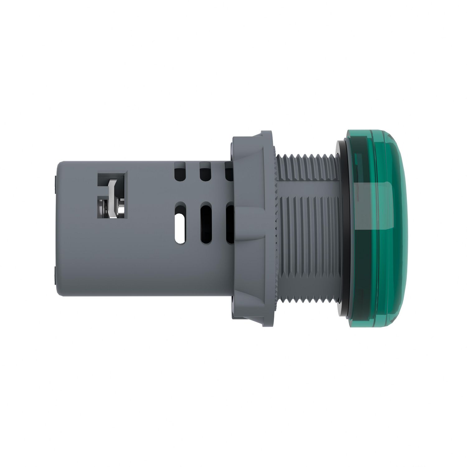Picture of Monolithic pilot light, Easy Harmony XA2, plastic, green, 22mm, integral LED, screw clamp terminals, 24V AC DC
