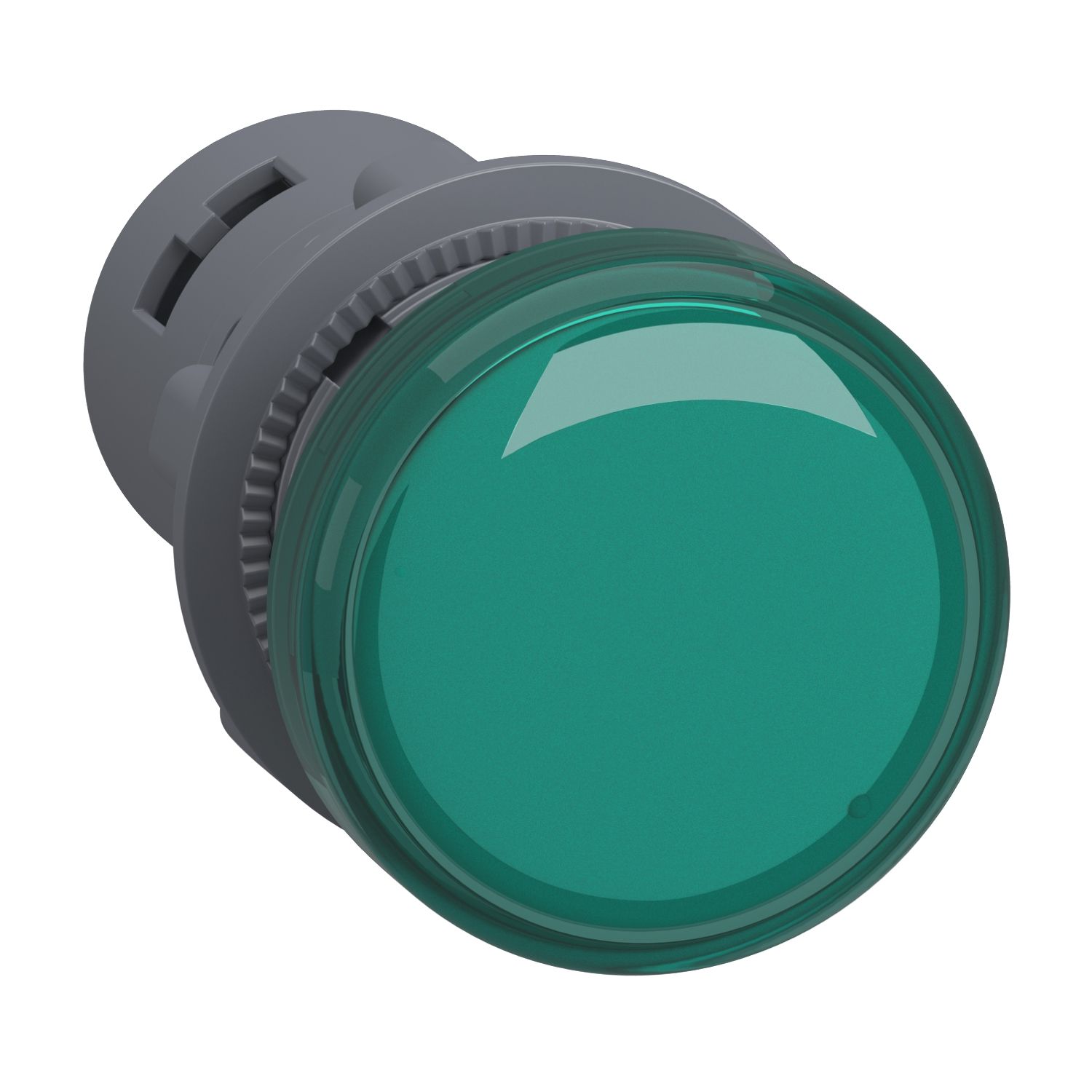 Picture of Monolithic pilot light, Easy Harmony XA2, plastic, green, 22mm, integral LED, screw clamp terminals, 30V AC DC