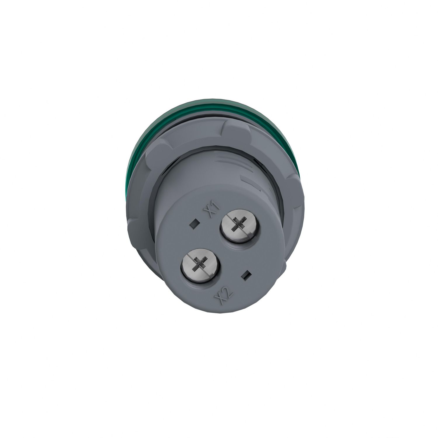 Picture of Monolithic pilot light, Easy Harmony XA2, plastic, green, 22mm, integral LED, screw clamp terminals, 30V AC DC