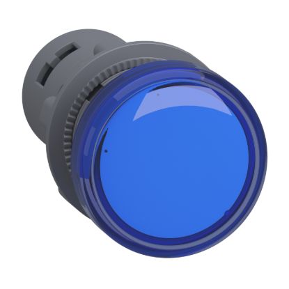 Picture of Monolithic pilot light, Easy Harmony XA2, plastic, blue, 22mm, integral LED, screw clamp terminals, 30V AC DC