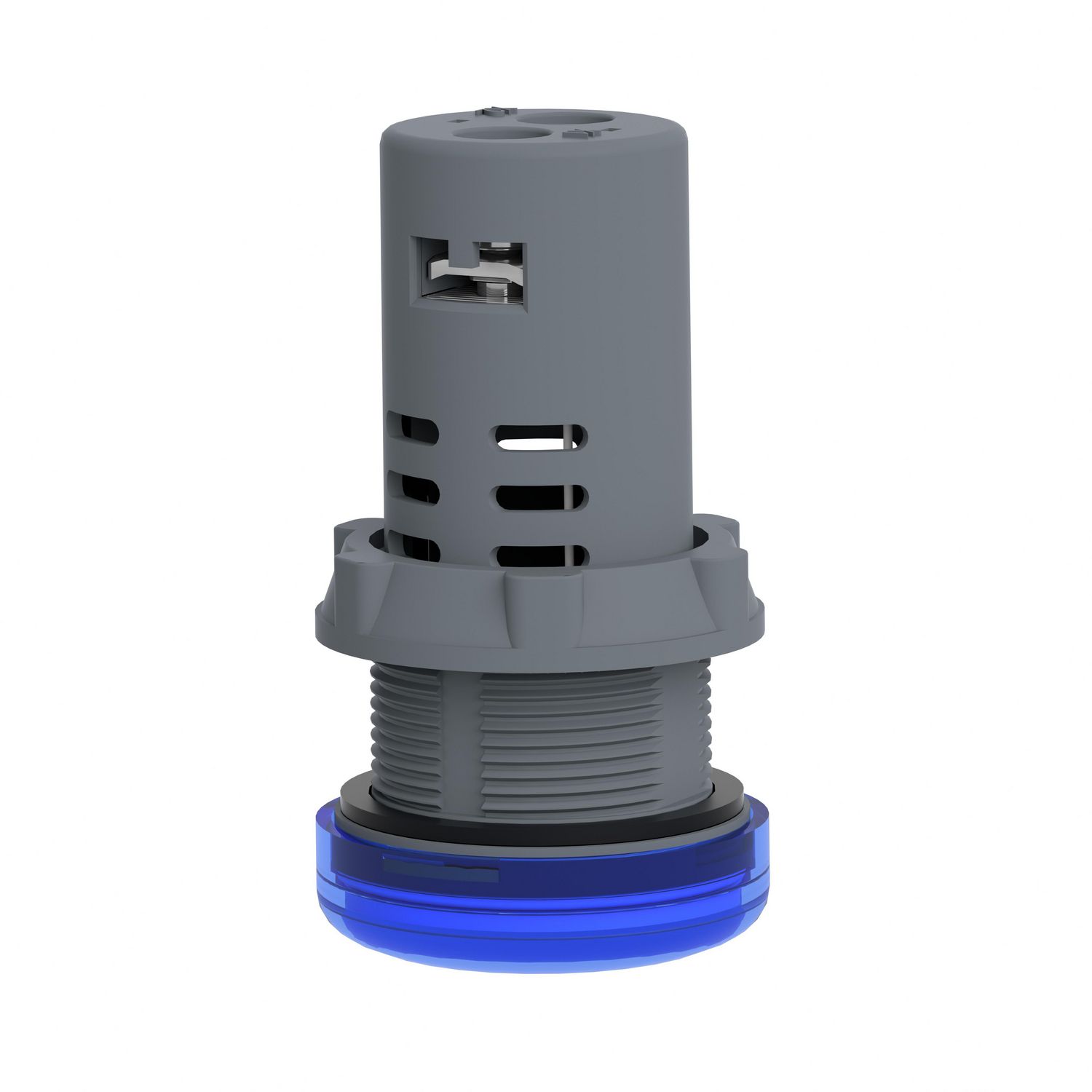 Picture of Monolithic pilot light, Easy Harmony XA2, plastic, blue, 22mm, integral LED, screw clamp terminals, 48V AC DC