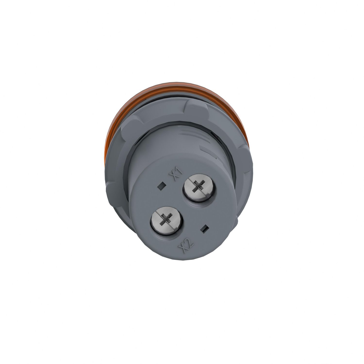 Picture of Monolithic pilot light, Easy Harmony XA2, plastic, amber, 22mm, integral LED, screw clamp terminals, 60…63.5V AC DC