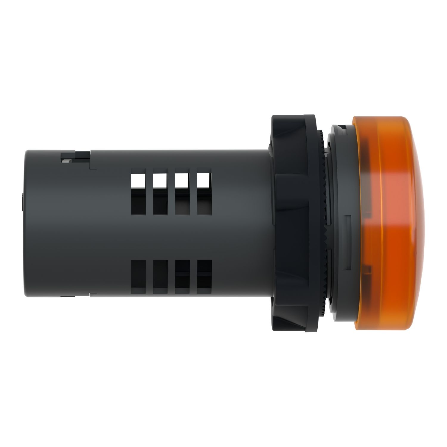Picture of Monolithic pilot light, Easy Harmony XA2, plastic, amber, 22mm, integral LED, screw clamp terminals, 60…63.5V AC DC