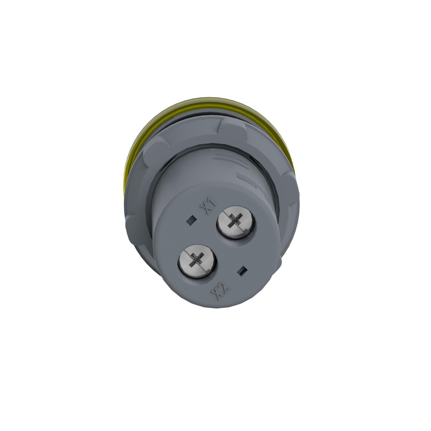 Picture of Monolithic pilot light, Easy Harmony XA2, plastic, yellow, 22mm, integral LED, screw clamp terminals, 60…63.5V AC DC