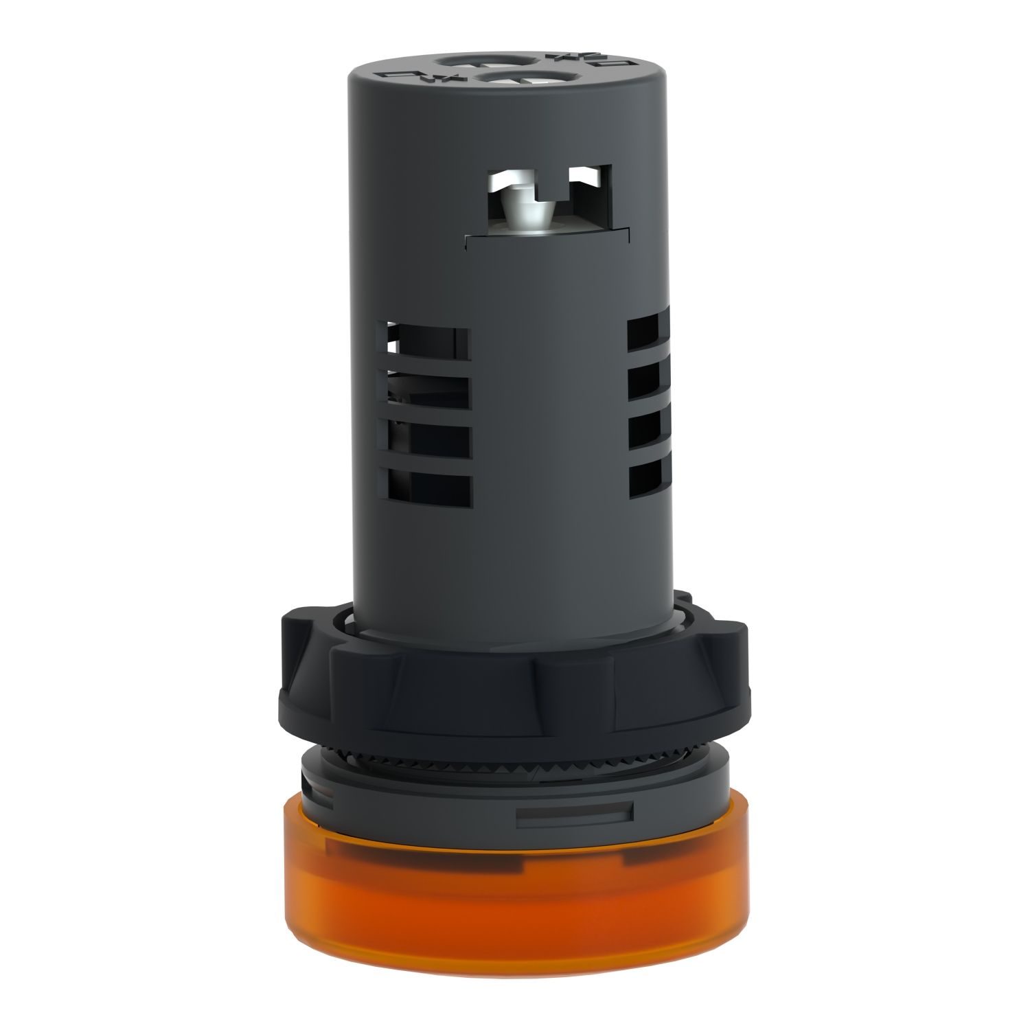 Picture of Monolithic pilot light, Easy Harmony XA2E, plastic, amber, 22mm, integral LED, screw clamp terminals, 110V AC DC, anti interference