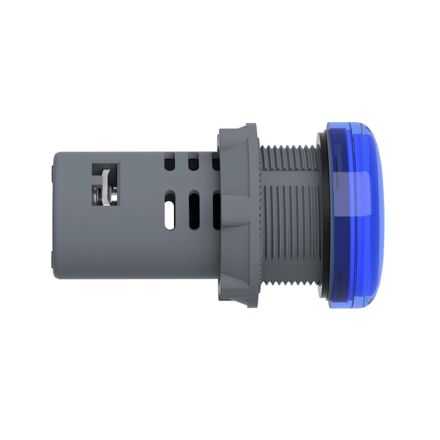 Picture of Monolithic pilot light, Easy Harmony XA2E, plastic, blue, 22mm, integral LED, screw clamp terminals, 110V AC DC, anti interference