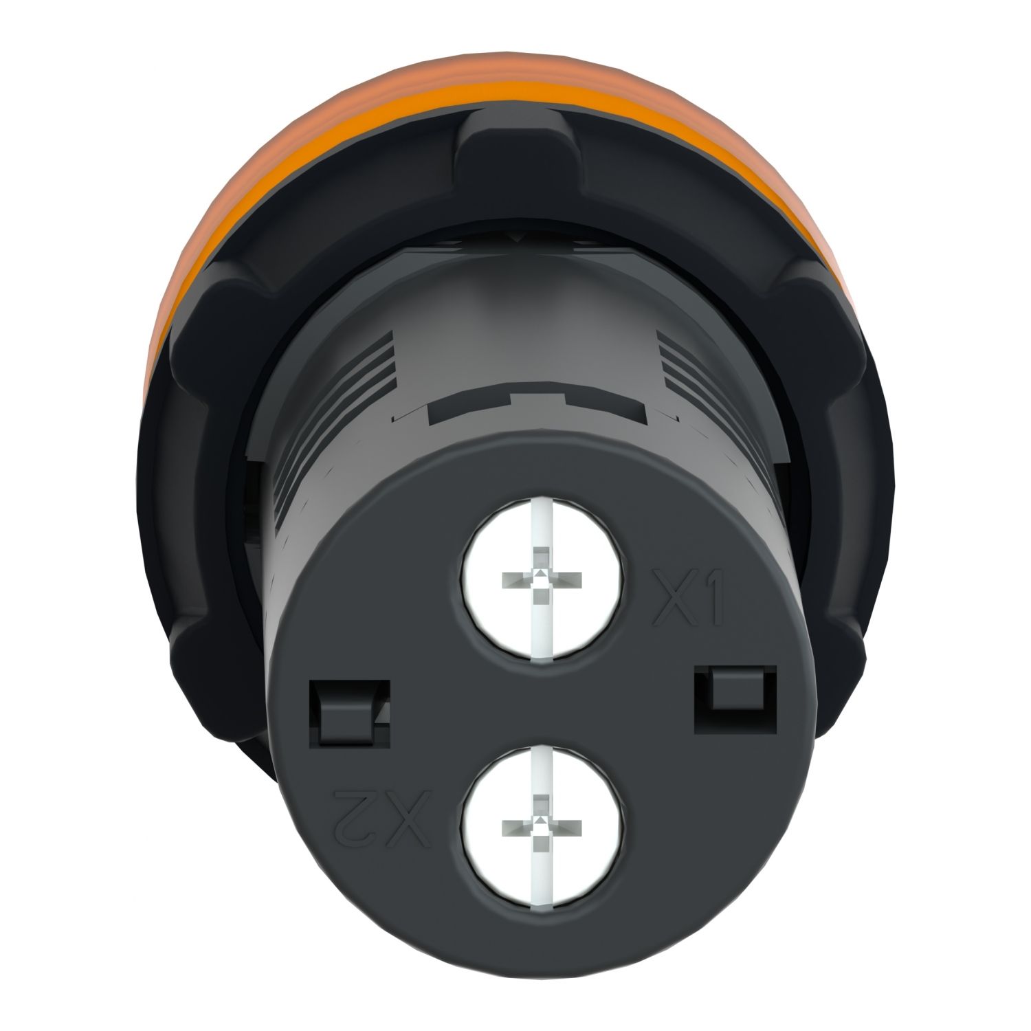 Picture of Monolithic pilot light, Easy Harmony XA2, plastic, amber, 22mm, integral LED, screw clamp terminals, 12V AC DC