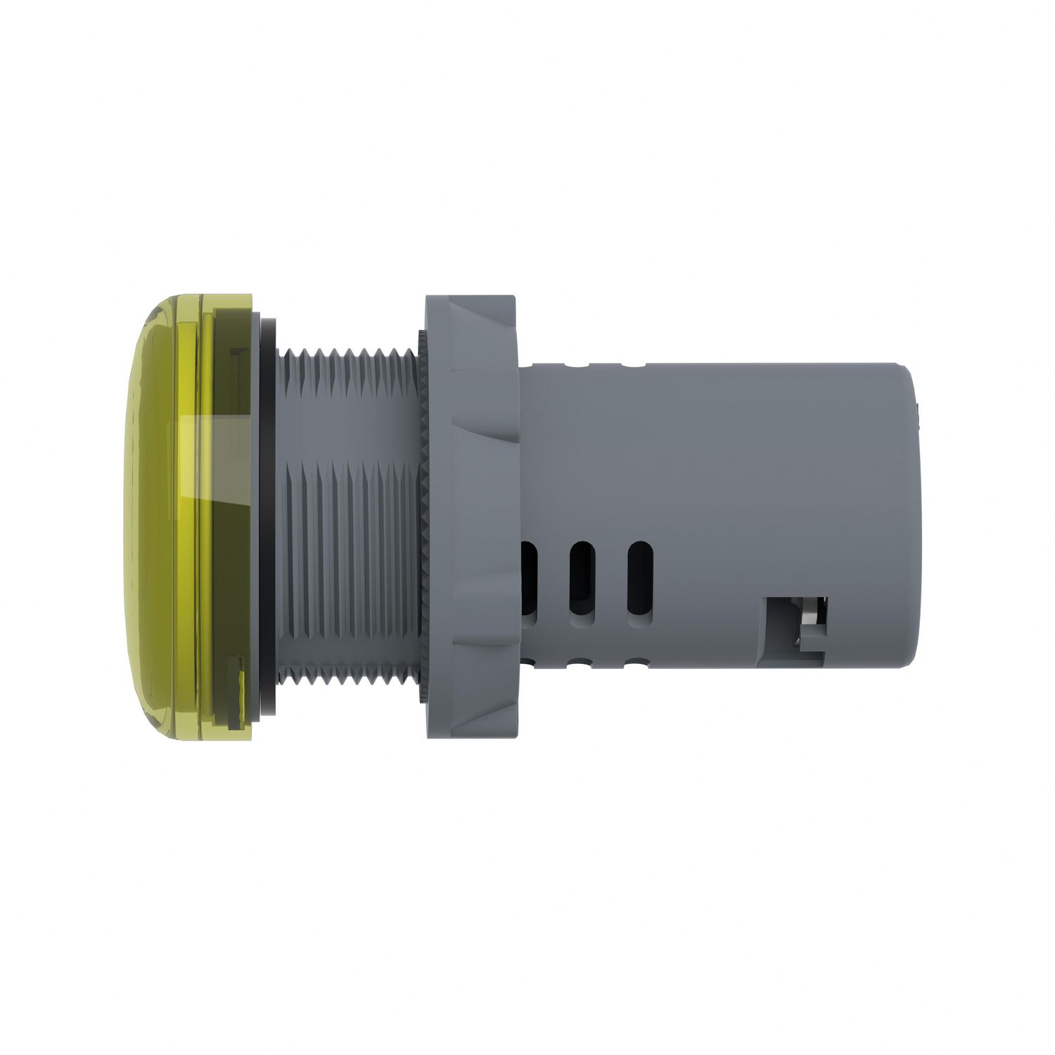 Picture of Monolithic pilot light, Easy Harmony XA2, plastic, yellow, 22mm, integral LED, screw clamp terminals, 220…230V AC, anti interference