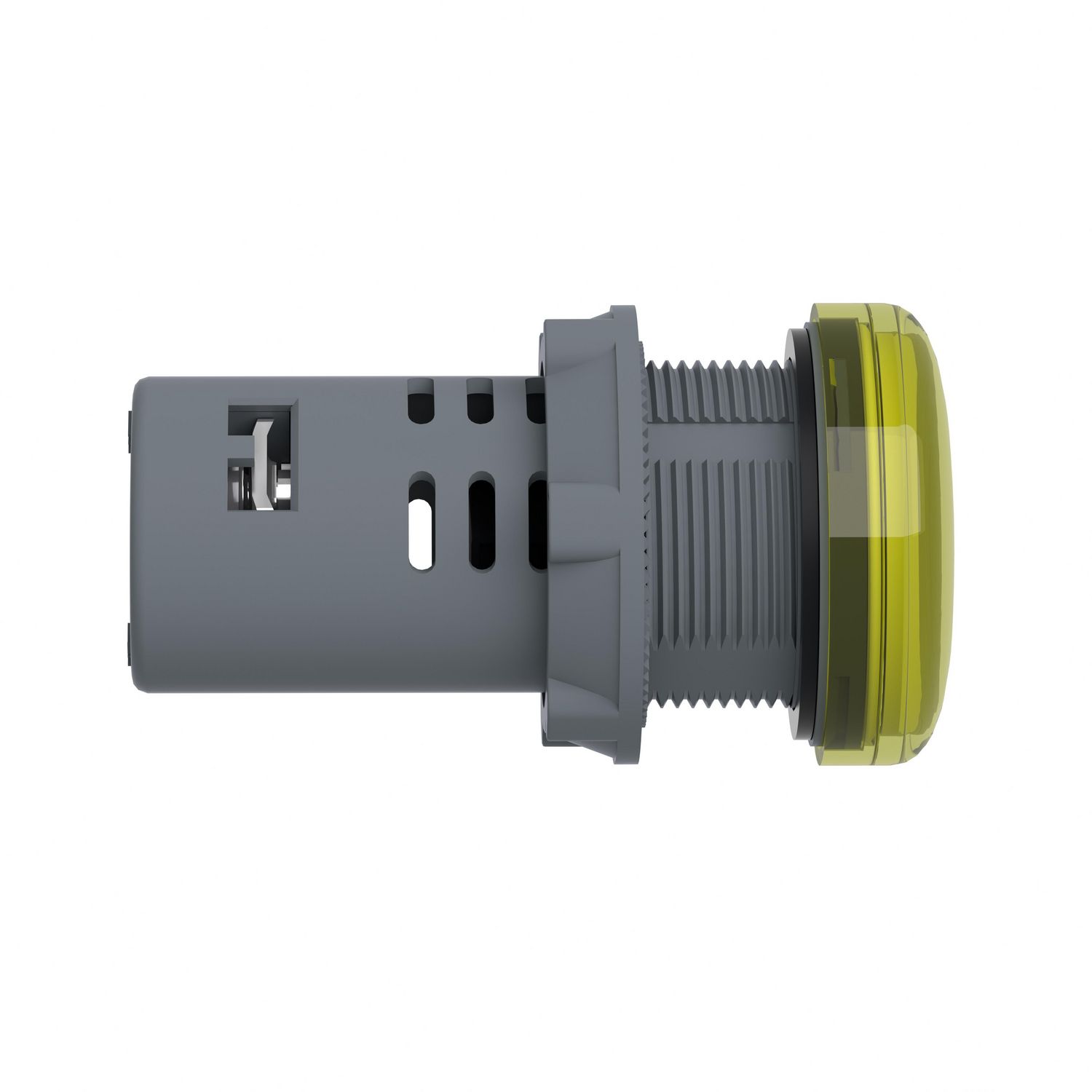 Picture of Monolithic pilot light, Easy Harmony XA2, plastic, yellow, 22mm, integral LED, screw clamp terminals, 220V DC