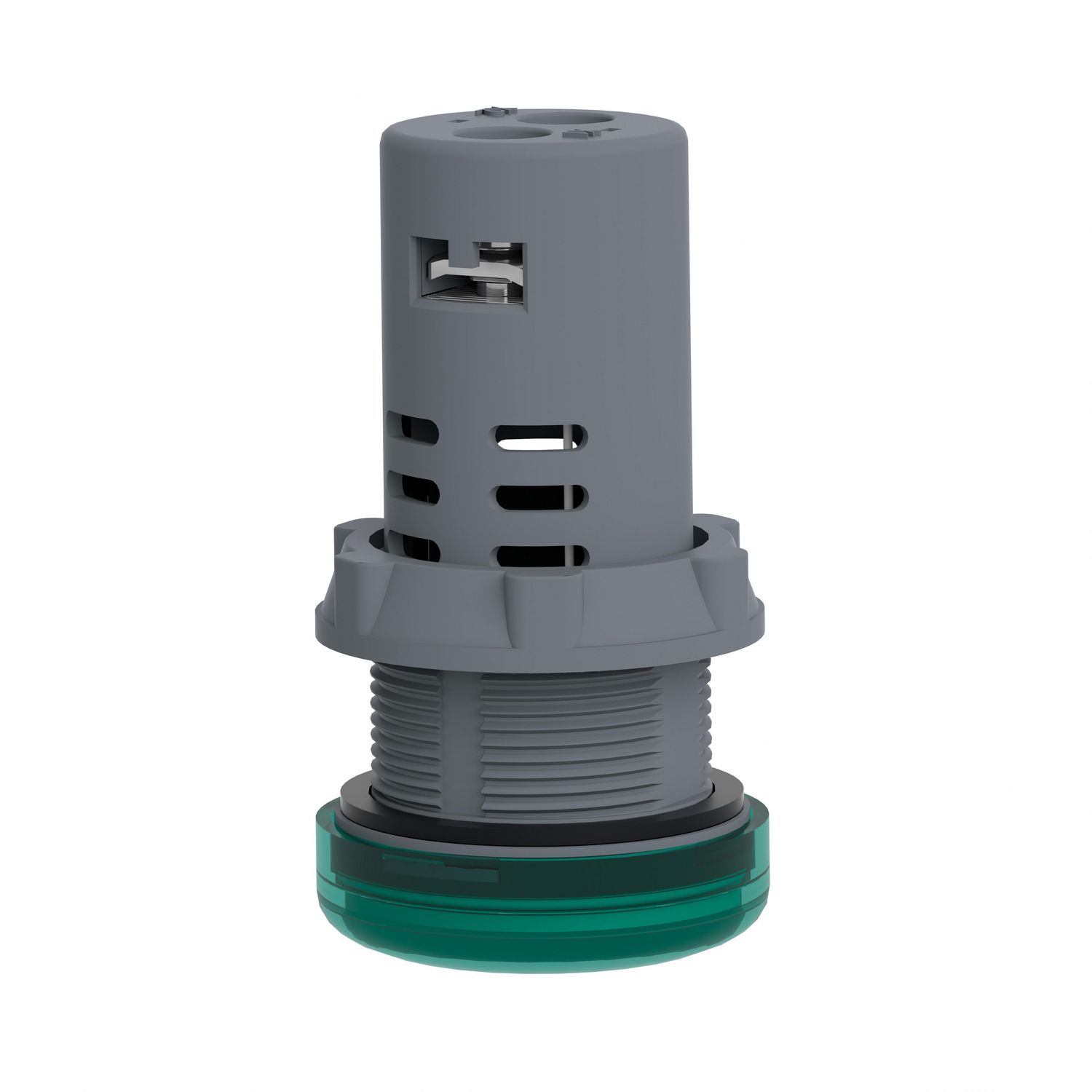 Picture of Monolithic pilot light, Easy Harmony XA2, plastic, green, 22mm, integral LED, screw clamp terminals, 380…400V AC, anti interference
