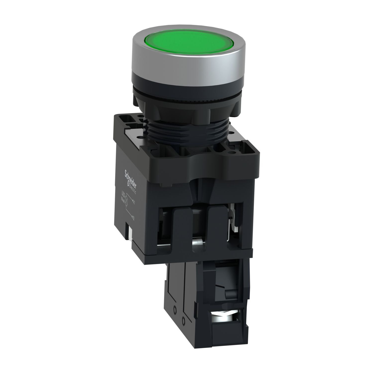 Picture of Comp ill PB plast green flush 220V 1NO