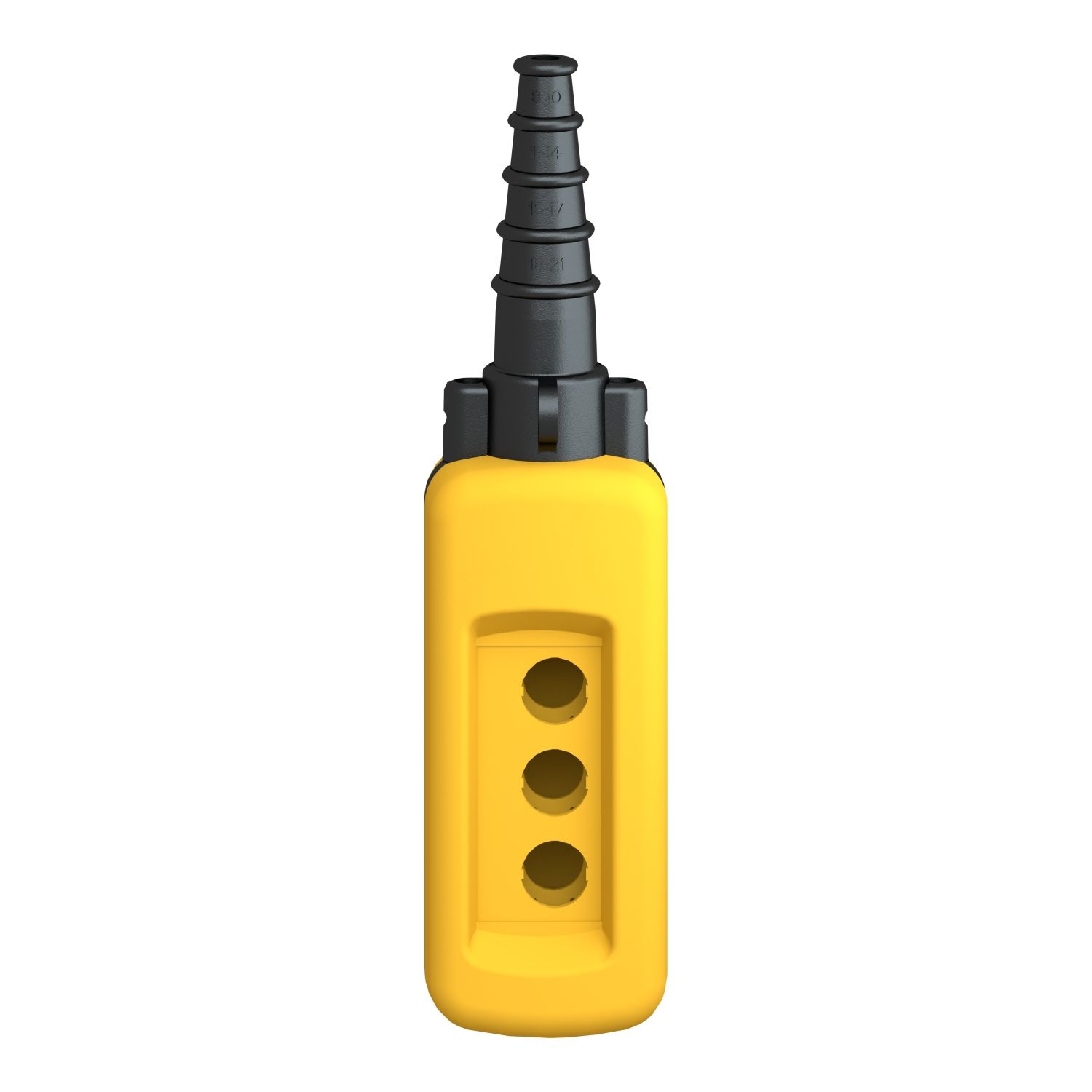 Picture of Empty pendant control station, Harmony XAC, plastic, yellow, 3 cut outs