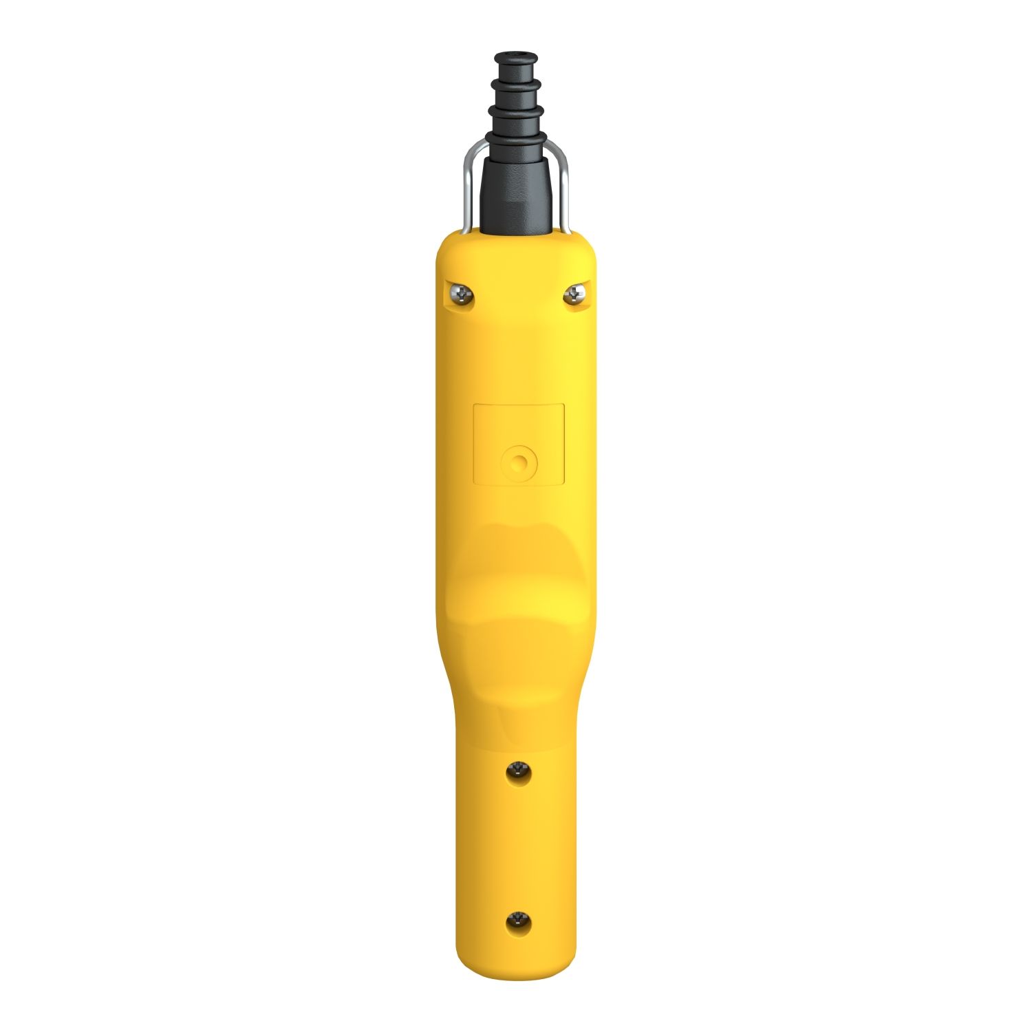 Picture of Pendant control station, Harmony XAC, plastic, yellow, pistol grip, 2 booted push buttons with NO + NC, 1 emergency stop NC