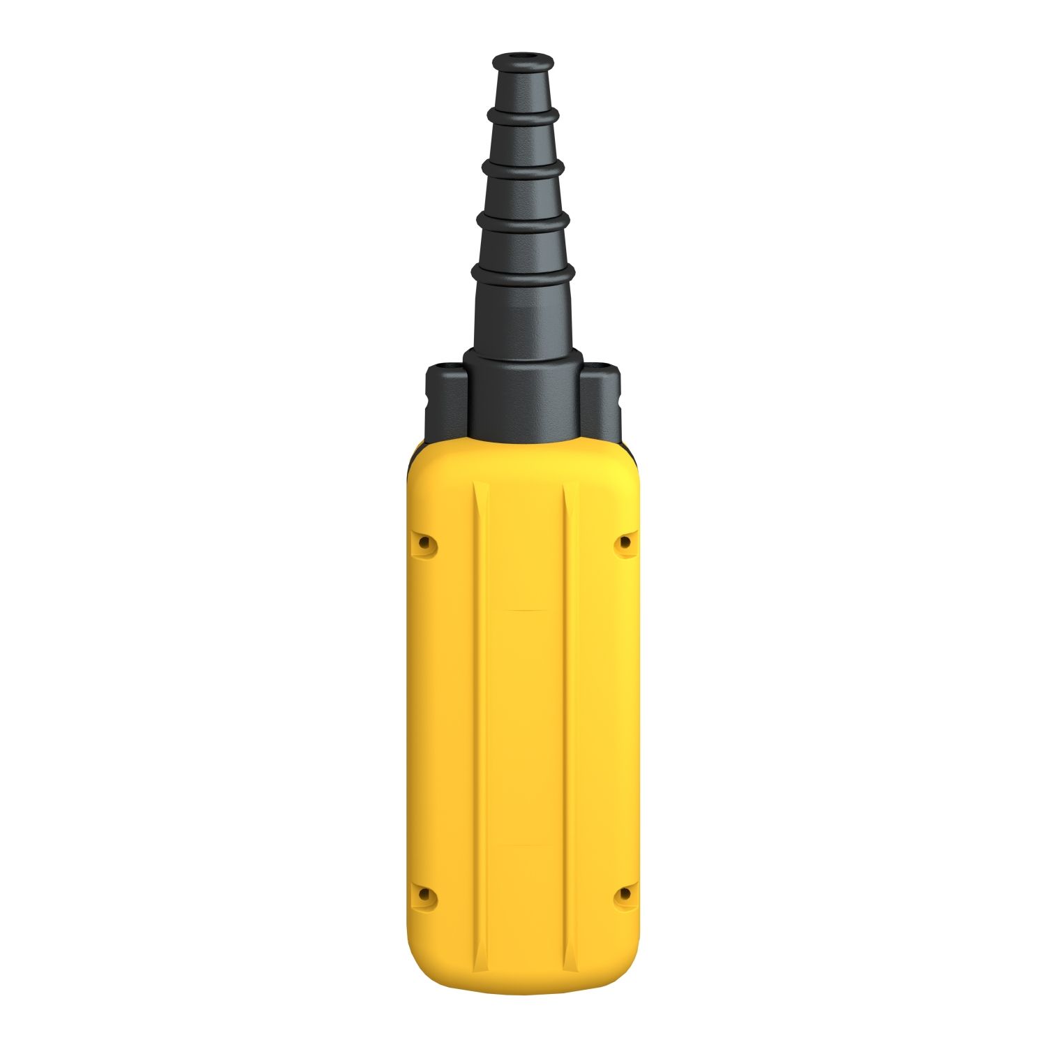 Picture of Pendant control station, Harmony XAC, plastic, yellow, 2 push buttons with NO+NC, 1 emergency stop NC