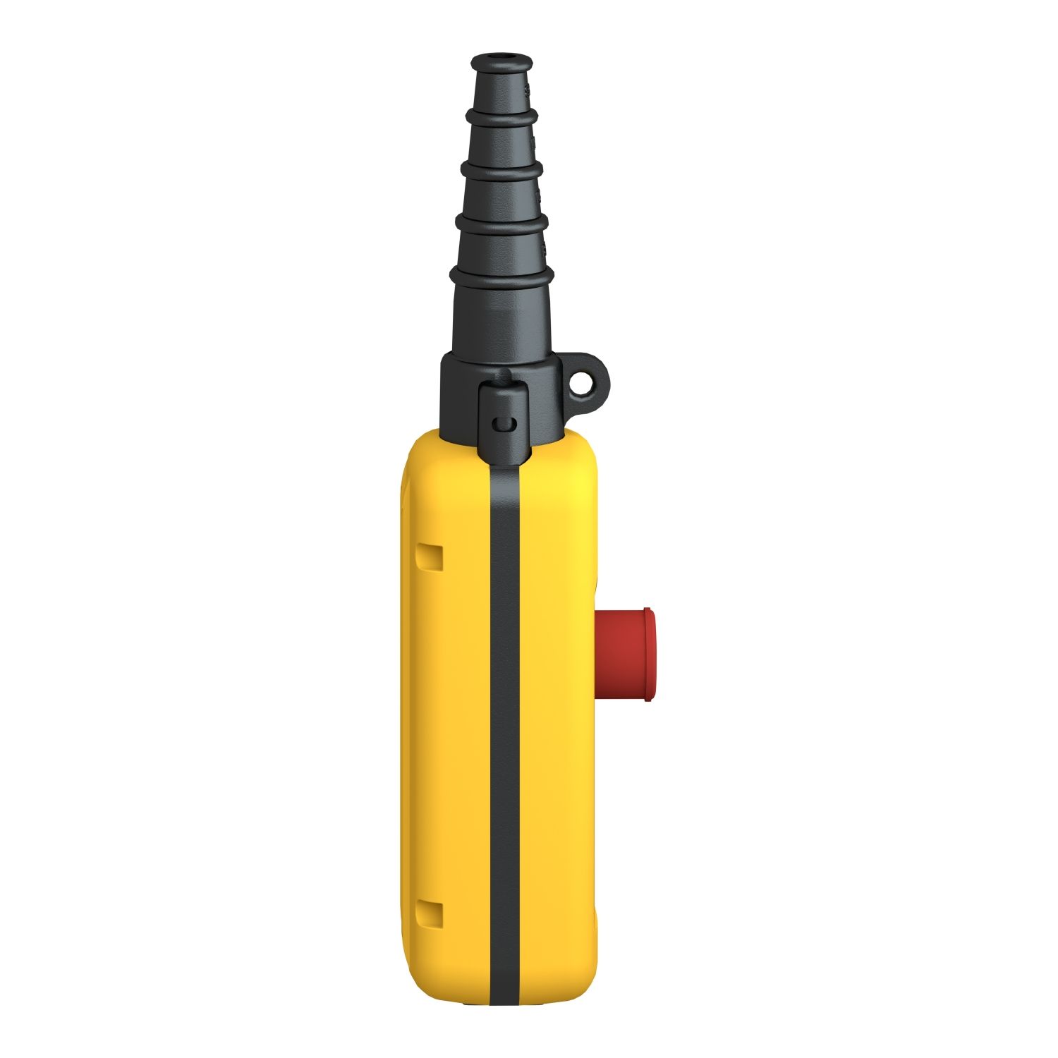 Picture of Pendant control station, Harmony XAC, plastic, yellow, 2 push buttons with NO+NC, 1 emergency stop NC