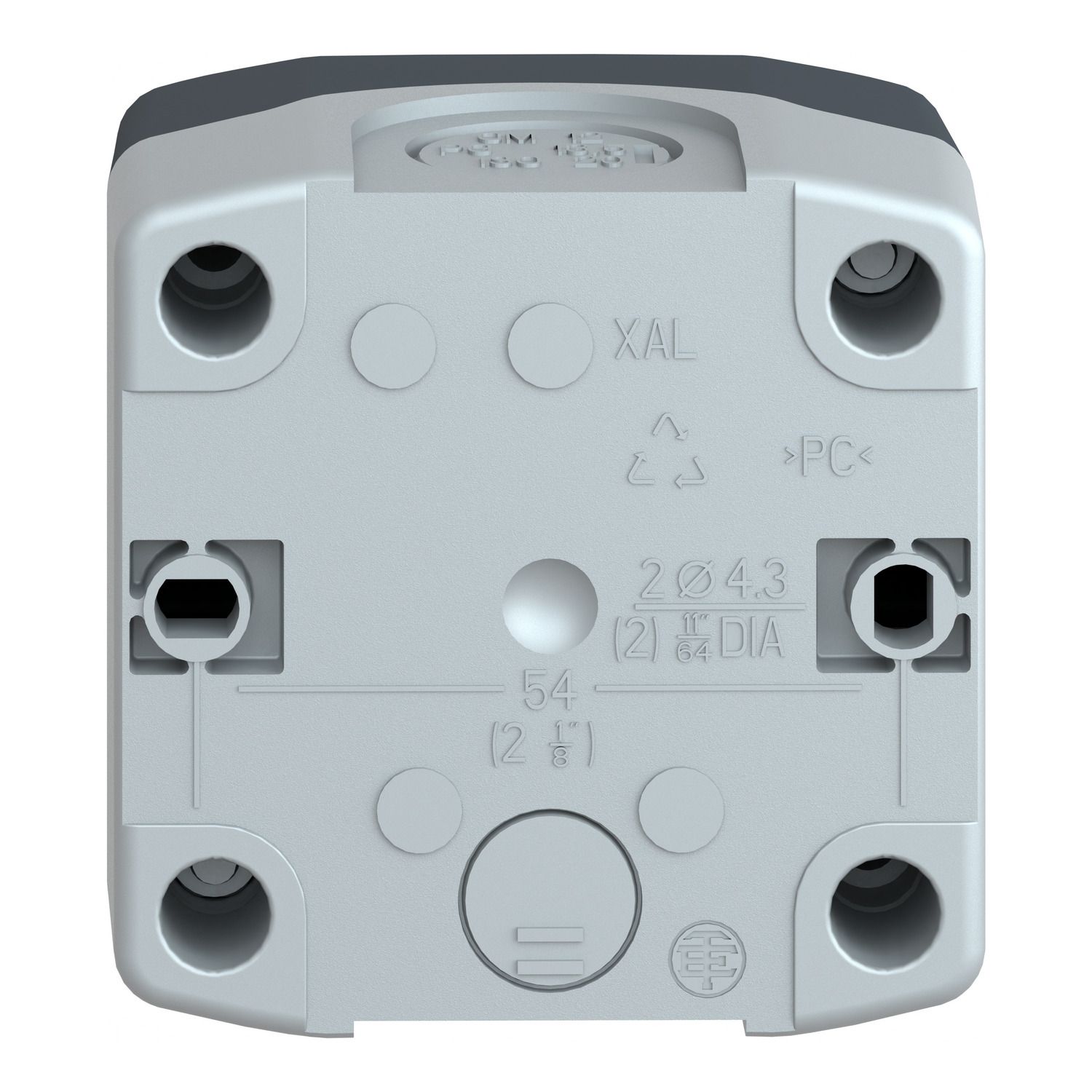 Picture of Empty enclosure, Harmony XALD XALK, plastic, dark grey lid, for push button 22mm, 1 cut out