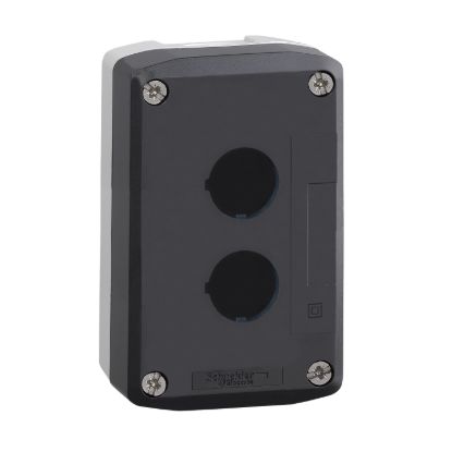 Picture of Empty enclosure, Harmony XALD XALK, plastic, dark grey lid, for push button 22mm, 2 cut outs