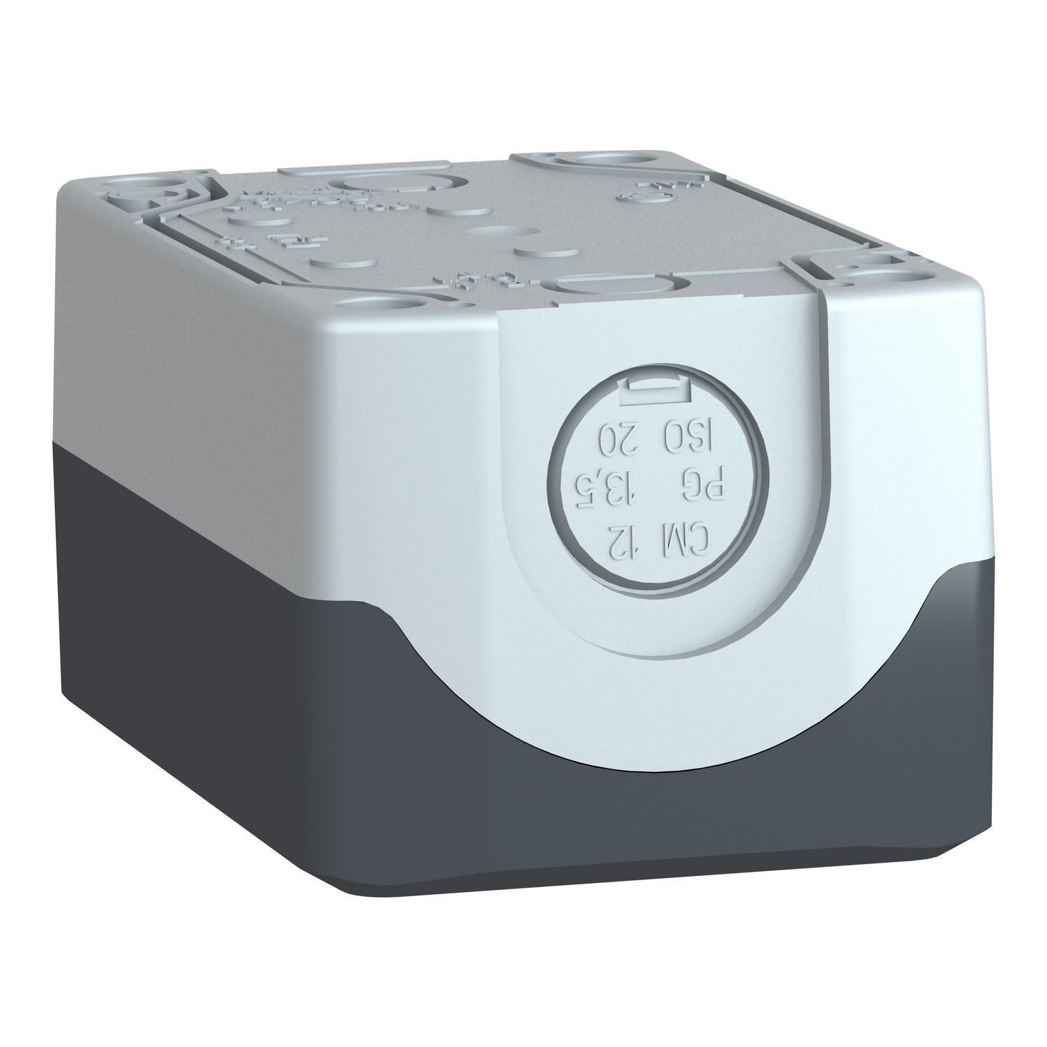 Picture of Empty enclosure, Harmony XALD XALK, plastic, dark grey lid, for push button 22mm, 2 cut outs
