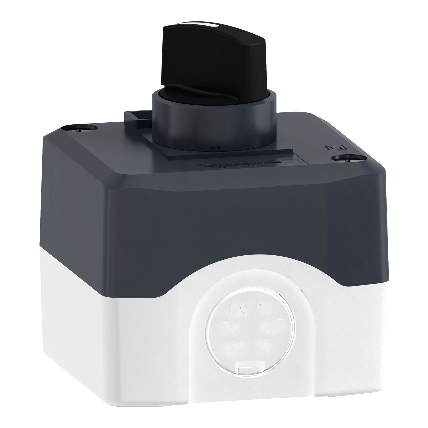 Picture of Control station, Harmony XALD XALK, plastic, dark grey lid, 1 selector switch, standard handle 22mm, 1NO