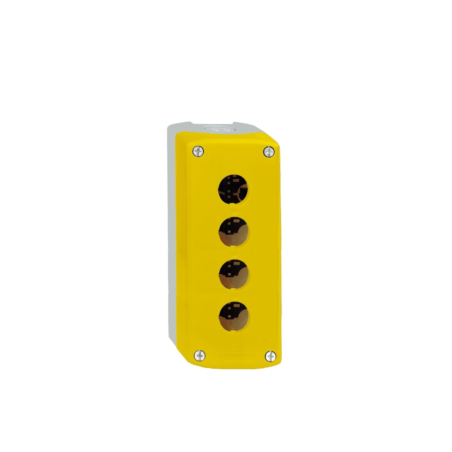 Picture of Empty control station, Harmony XALD XALK, plastic, yellow, 4 cut-outs, unmarked