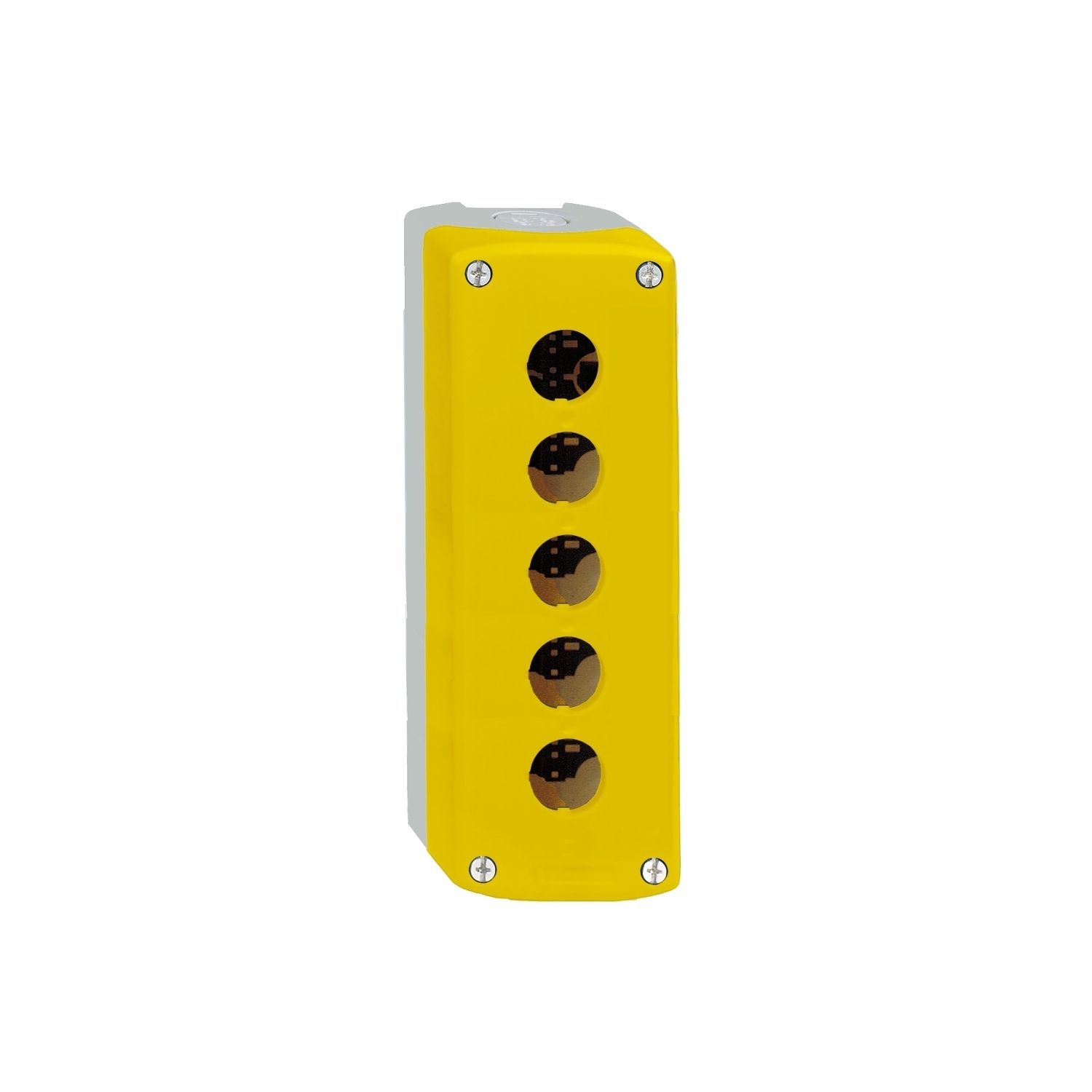 Picture of Empty control station, Harmony XALD XALK, plastic, yellow, 5 cut-outs, unmarked